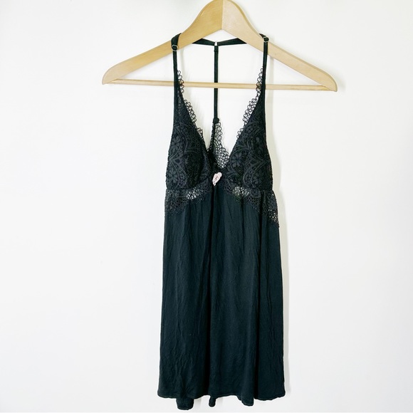 Victoria's Secret Other - Victorias Secret Black Plunge Nightgown Small